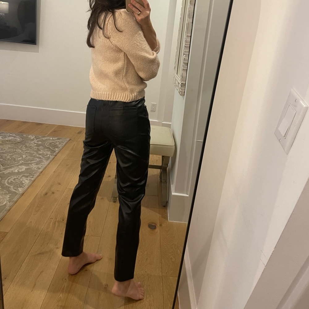 We The Free- Faux Leather Straight Leg Pants, black